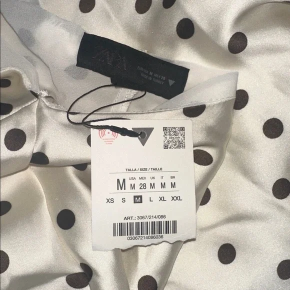 Zara White and Brown Polka Dot Midi Dress - Picture 15 of 15